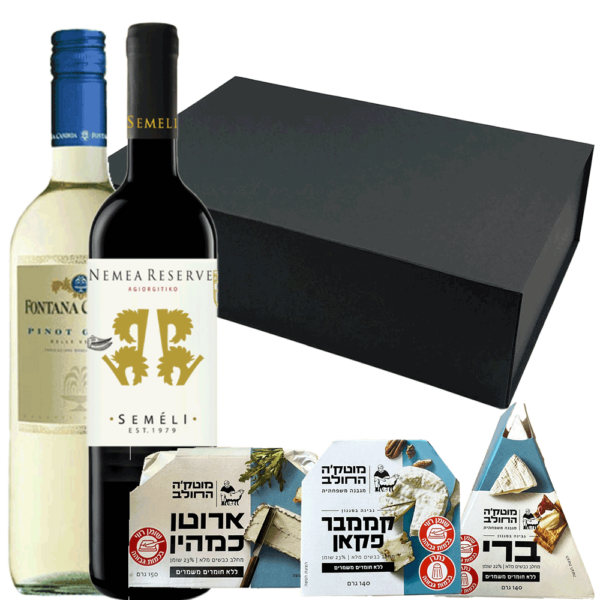 מארז גבינות ויין, יין אדום ולבן